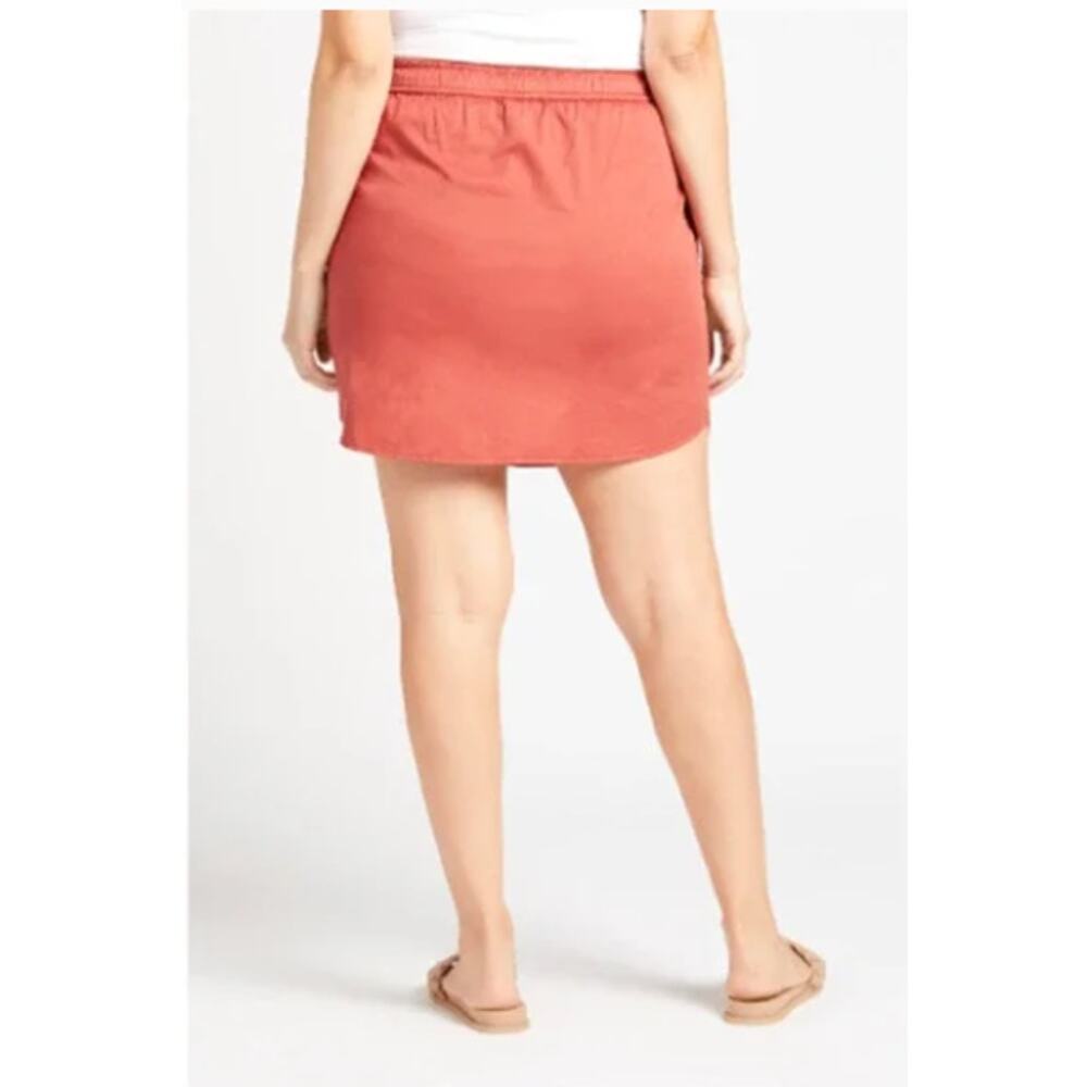 SUNDRY NWT Evereve Casual Sunday Skirt with Pockets & Drawcord in Brick // Small - Picture 2 of 8